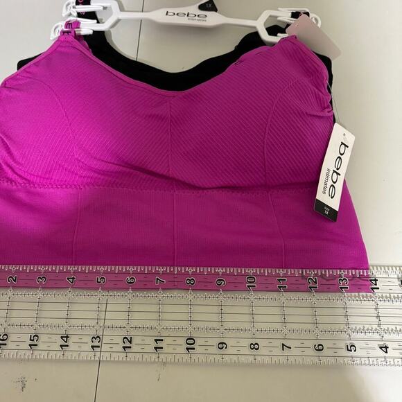 Bebe Seamless Comfort Bras 2 Pack Size 1X Black Pink Longline - Picture 9 of 9